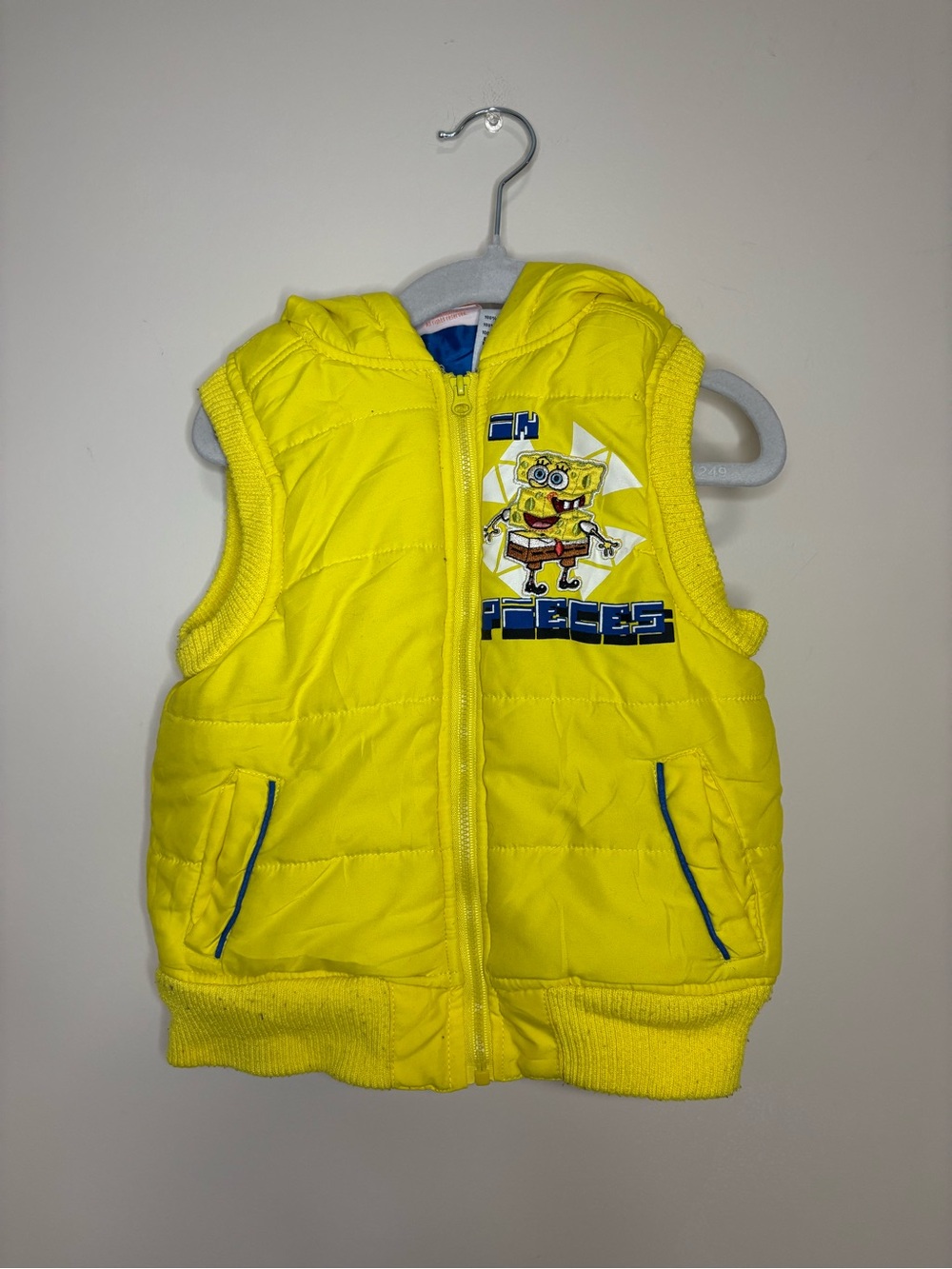 2009 Y2K SpongeBob Yellow Puffer Vest - Kids